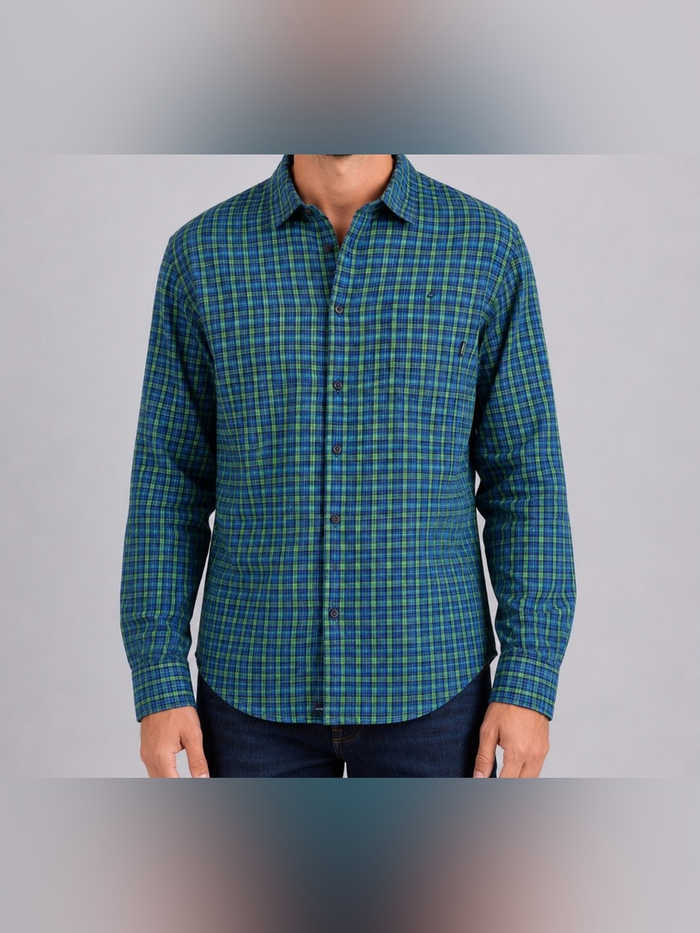 Vans Johnny Layton Plaid Button Up Shirt XL Blue Green Cotton Men's Skate Check